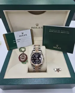 ROLEX DATEJUST  WATCH ROSE GOLD 36MM JUBILEE BLACK DAIL 116201