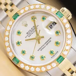 ROLEX LADIES DATEJUST 79173 18K GOLD SS DIAMOND TSAVORITE WATCH
