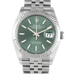 ROLEX DATEJUST 36 MINT GREEN DIAL STEEL AND WHITE GOLD JUBILEE WATCH 126234