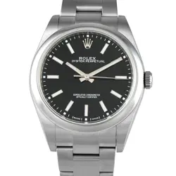 ROLEX OYSTER PERPETUAL 39 BLACK DIAL STEEL WATCH 114300
