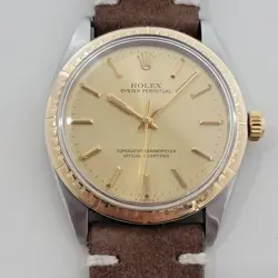 ROLEX OYSTER PERPETUAL REF 1038 35MM 14K SS MENS AUTOMATIC 1960S VINTAGE RA567B