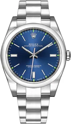 ROLEX OYSTER PERPETUAL 39MM BLUE DIAL 114300 MEN'S AUTOMATIC OYSTER STEEL WATCH