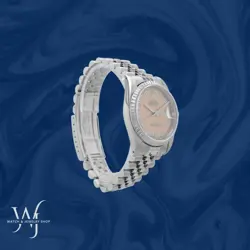 Rolex Datejust 16220 36mm Mens Steel Salmon Roman Num Dial Engine-Turned Jubilee