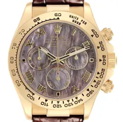 ROLEX DAYTONA YELLOW GOLD BLACK MOP DIAL AUTOMATIC MENS WATCH 116518