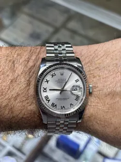 ROLEX DATEJUST 36MM 126234 SILVER JUBILEE BRACELET WITH SILVER ROMAN DIAL