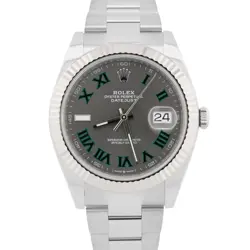 MINT 2023 ROLEX DATEJUST 41 WIMBLEDON RHODIUM 18K GOLD STEEL OYSTER 41MM 126334