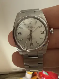 ROLEX AIR KING, SILVER DIAL 114200 SILVER DIAL 34MM WATCH - NO BOX/PAP