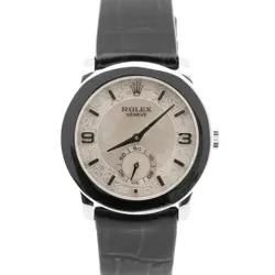 ROLEX CELLINI CELLINIUM JUBILEE MOTHER OF PEARL PLATINUM LEATHER 35MM 5240 WATCH