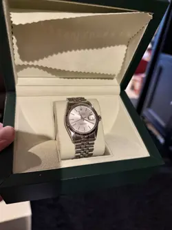 ROLEX DATEJUST 16014 SILVER DIAL 18K WHITE GOLD BEZEL, STEEL JUBILEE BRACELET