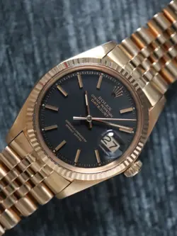 40850: ROLEX RARE VINTAGE 18K ROSE GOLD DATEJUST, REF. 1601, CIRCA 1972