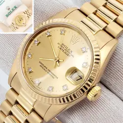 ROLEX PRESIDENT DATEJUST 31MM FACTORY DIAMOND DIAL YELLOW GOLD BOX BOX PAPERS