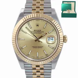 MINT 2019 ROLEX DATEJUST 41 126333 TWO TONE GOLD CHAMPAGNE JUBILEE 41MM WATCH