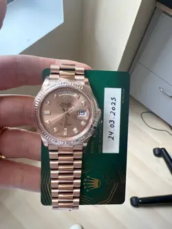 ROLEX 128235 DAY-DATE 36MM ROSE GOLD PINK DIAMOND BAGUETTE DIAL PRESIDENT BRACEL