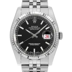 ROLEX DATEJUST 116234 BLACK BAR 5 ROWS JUBILEE BRACELET G NUMBER SECOND HAND...