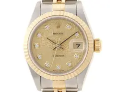 ROLEX DATEJUST 26 69173G K18YG 10P DIAMOND ENGRAVING COMPUTER AUTOMATIC #085