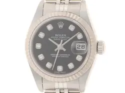 ROLEX DATE JUST 26 79174G K18WG BLACK 10P DIAMONDS AUTOMATIC #111