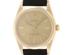 ROLEX 34 14208 K18YG EXTERNAL LEATHER BELT CHAMPAGNE AUTOMATIC #061