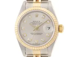 ROLEX DATE JUST 79173G YG YG SILVER 10P DIAMONDS #098