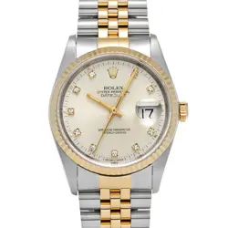 ROLEX DATEJUST 16233G SILVER/DIAMOND WATCH 673786