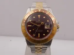 ROLEX GMT-MASTER 16753 TIGER EYE SANGUE DI PICCIONE NIPPLE DIAL YEAR 1981 18Kt
