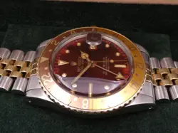 ROLEX GMT-MASTER 16753 TIGER EYE SANGUE DI PICCIONE NIPPLE DIAL YEAR 1981 18Kt