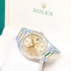 ROLEX 36MM 18K HALF YELLOW GOLD CHAMPAGNE DIAMONDS DIAL DATEJUST REF: 116203 (V)