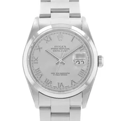 ROLEX DATEJUST 36 16200 GREY ROMAN STEEL SMOOTH OYSTER MENS WATCH 2000