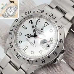 ROLEX EXPLORER II 40MM POLAR WHITE STEEL OYSTER WATCH 16570  BOX PAPERS