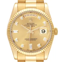 ROLEX PRESIDENT DAY-DATE YELLOW GOLD DIAMOND DIAL MENS WATCH 118238 BOX CARD