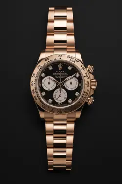 ROLEX DAYTONA EVEROSE ROSE GOLD 126505 BLACK WITH FACTORY DIAMOND MARKERS