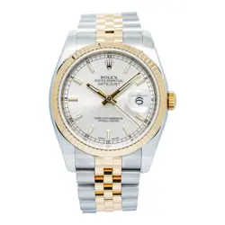 ROLEX DATEJUST 116233 18K YELLOW TWO TONE JUBILEE SILVER DIAL UNISEX 36MM