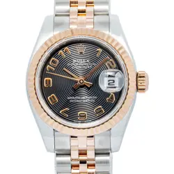 ROLEX DATEJUST 179171 MINT 18K TWO TONE ROSE JUBILEE BLACK DIAL LADIES 26MM