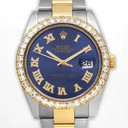 ROLEX DATEJUST 41MM 126303 T/T CUSTOM VS 4CT DIA BEZEL BLUE DIAL OYSTER BAND B&C