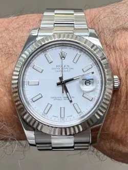 ROLEX 41 MMN. DATE-JUST II MODEL 116334 WHITE DIAL PLUS ONE EXTRA DIAL