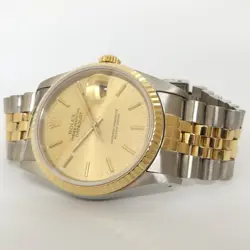 ROLEX DATEJUST 36 18K YELLOW GOLD & STAINLESS STEEL JUBILEE CHAMPAGNE DIAL 16233