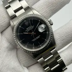 Rolex Datejust 16220 36mm Stainless Steel Black Dial Sticks Dial Watch