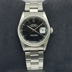 Rolex Datejust 16220 36mm Stainless Steel Black Dial Sticks Dial Watch