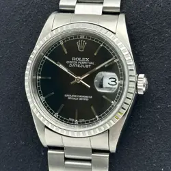 Rolex Datejust 16220 36mm Stainless Steel Black Dial Sticks Dial Watch