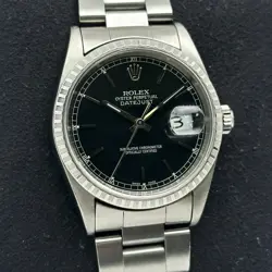 Rolex Datejust 16220 36mm Stainless Steel Black Dial Sticks Dial Watch