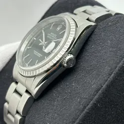 Rolex Datejust 16220 36mm Stainless Steel Black Dial Sticks Dial Watch