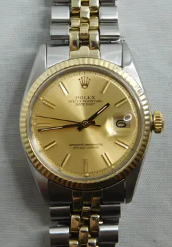 ROLEX DATEJUST 1601 CHAMPAGNE DIAL 14K SOLID GOLD/SS 1966 MENS WATCH....36M