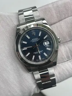 ROLEX DATEJUST II 41MM REF 116300 SILVER OYSTER BRACELET WITH SILVER BEZEL BLUE