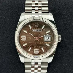 ROLEX DATEJUST 116234 36MM STAINLESS STEEL BROWN WAVE DIAL AUTOMATIC MENS WATCH
