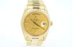 ROLEX DAY-DATE 36 18038 FACTORY CHAMPAGNE DIAMOND DIAL 1988 WITH BOX & PAPERS