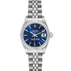 ROLEX DATEJUST STEEL WHITE GOLD BLUE DIAL LADIES WATCH 79174 BOX PAPERS