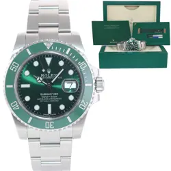 MINT 2013 PAPERS ROLEX SUBMARINER HULK GREEN DIAL CERAMIC 116610LV STEEL WATCH