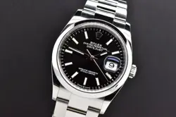 2019 ROLEX DATEJUST 36 STEEL SMOOTH BEZEL OYSTER BLACK DIAL 126200 WITH CARD