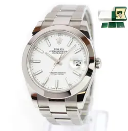 NEW 2025 ROLEX DATEJUST 126300 41MM WHITE ROMAN OYSTER SMOOTH BOX PAPERS