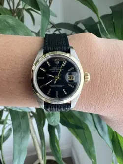 LADIES ROLEX OYSTER PERPETUAL DATEJUST WATCH  TWO-TONE 26MM BLACK