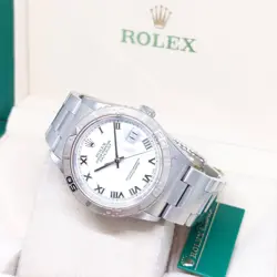 ROLEX 36MM OYSTER PERPETUAL WHITE ROMAN DIAL DATEJUST REF: 16264 (K SERIES)